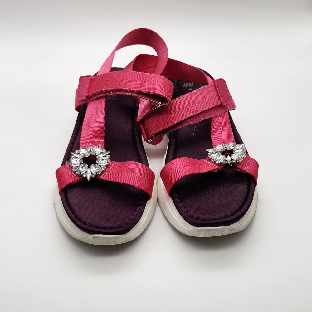 H&M Womens Fuchsia Sandals with Crystal Accents